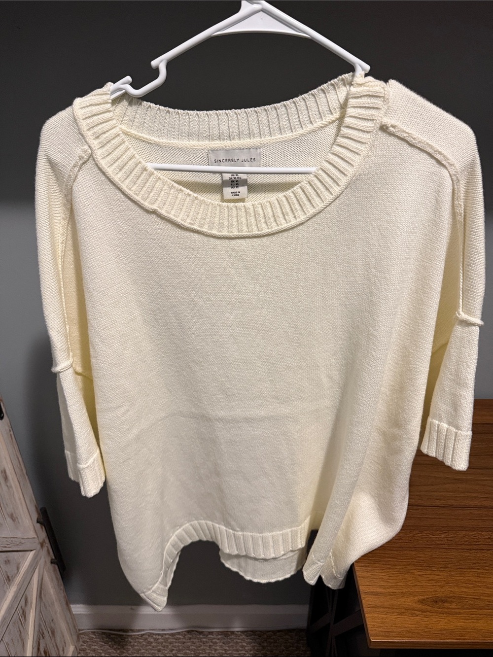 Sincerly Jules Cream Scoop Neck Lightweight Sweater